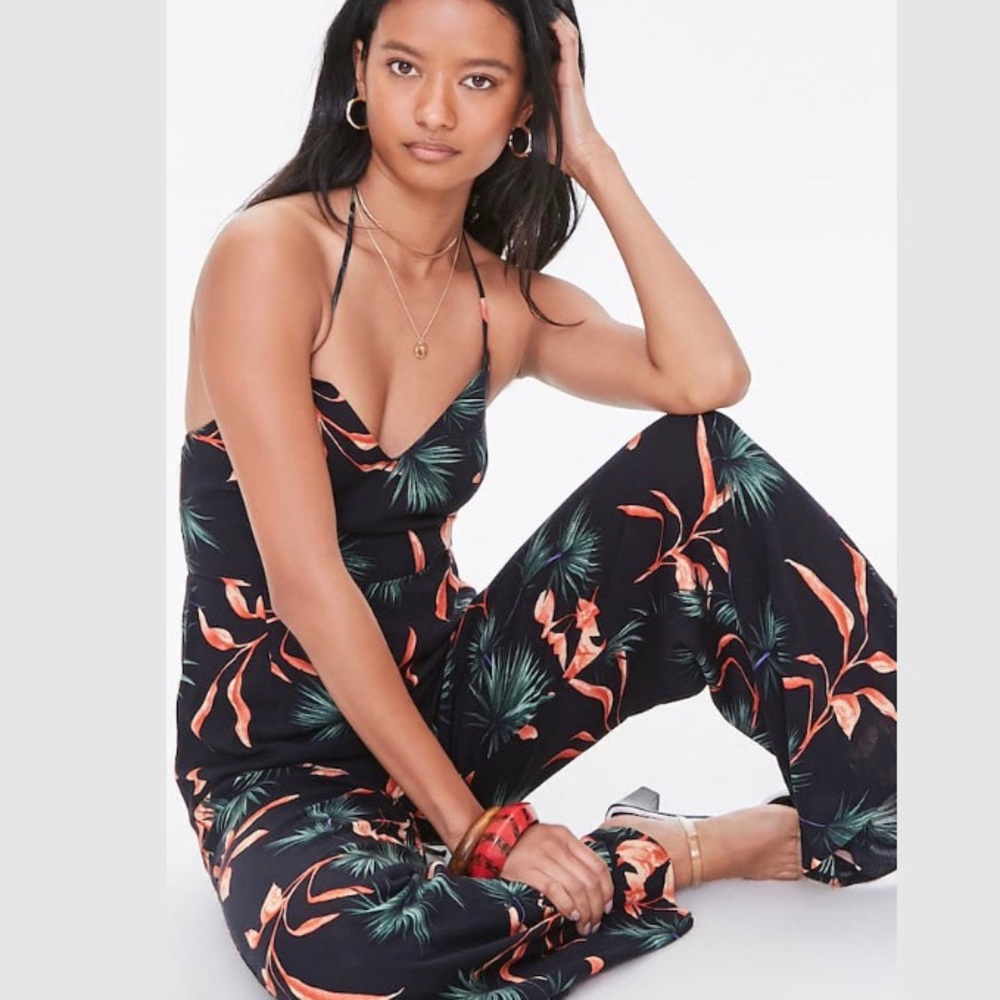 NWT Tropical Halter Jumpsuit